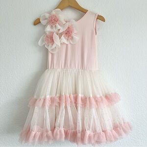 Popatu Pink and White Tulle Dress